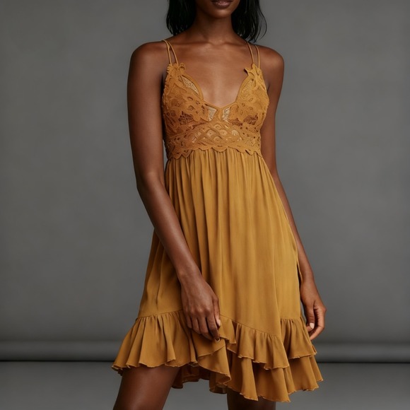 Free People Dresses & Skirts - Free People Adela Dress in Mustard Yellow Size Medium